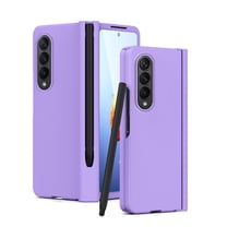 Feishell for Samsung Galaxy Z Fold4 Case with S Pen &  Pen Holder,Shockproof Hinge Protection Built-in Screen Protector Full Body Protective Anti-slip Matte Slim Phone Cover, Purple