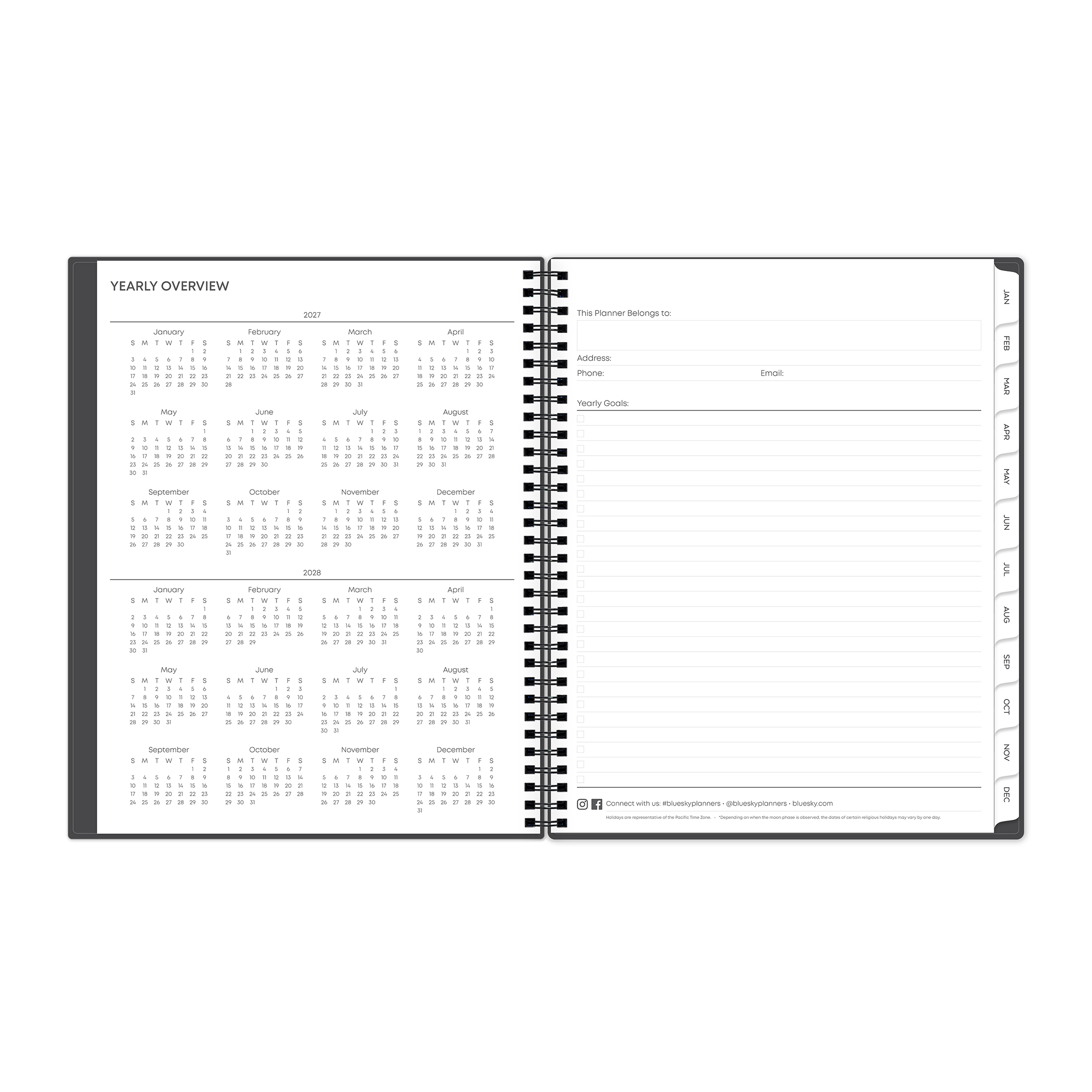 Blue Sky Monthly Weekly Planner, Charcoal photo 6