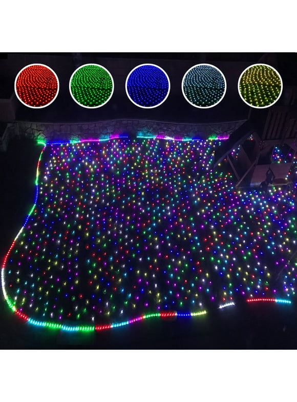 Russell Decor Net Lights Remote Control Multi Color Modes Bushes Tree Wrap Lights for Garden Patio Porch Backyard Wall Lawn Wedding Christmas 12x5ft RGB