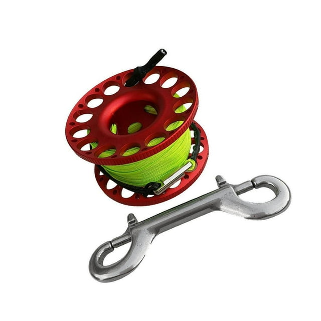 30M en Alliage d'Aluminium Grotte Plongée Sous-Marine Doigt Bobine Plongée Doigt Bobine Guide Ligne Bobine Rouge