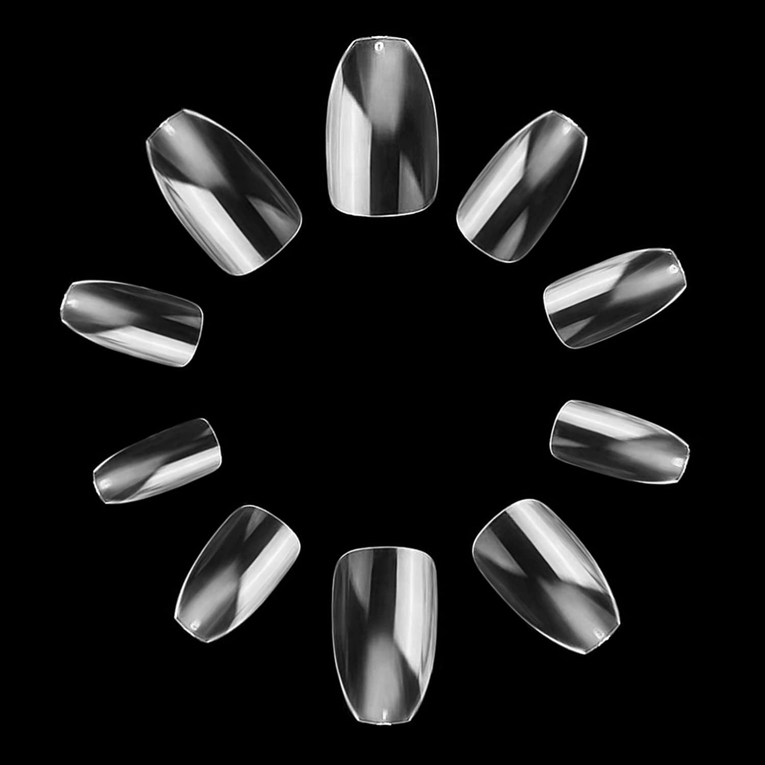 Makartt 500pcs Clear Short Coffin Nails Tips Full Cover Fake Nails Press On NailsAcrylic False Nails