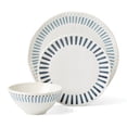 thumbnail image 2 of Oneida Artisanal Stripe 12-Piece White Dishwasher Safe Stoneware Dinnerware Set with Dinner Plates, Accent Plates and All-Purpose Bowls (Service for 4), 2 of 6
