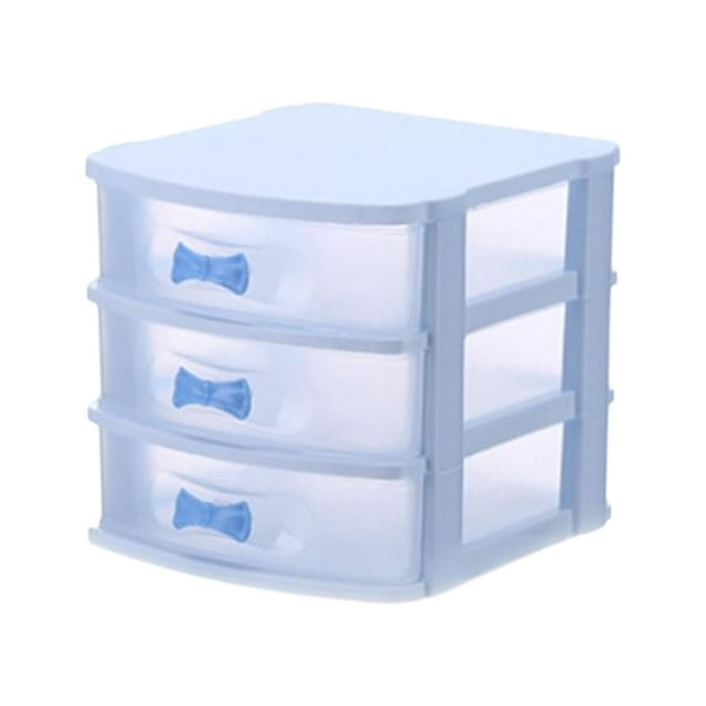 Mini cajón organizador organizador organizador de joyas soporte de cajas de almacenamiento pequeños organizador con cajones para la oficina de arte de Azul 3 nivel