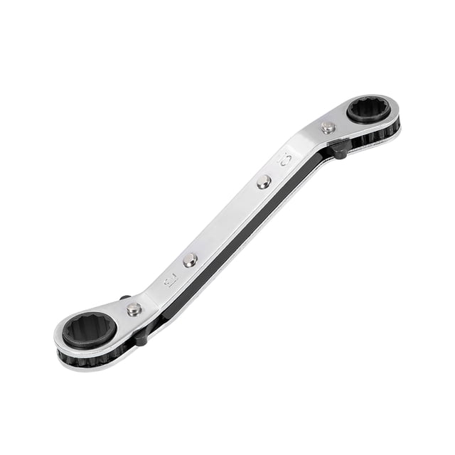 Llave de trinquete reversible Uxcell 0.39'' x 0.47'' con extremo doble offset métrico de acero al carbono tono plateado 1 pieza