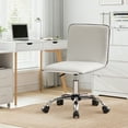 thumbnail image 4 of Furniliving Furniliving Modern Armless Office Chair, Adjustable Swivel Office Desk Chair with Wheels PU Leather Task Chair for Home Office, White, 4 of 10