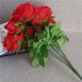 thumbnail image 4 of Ramo de rosas artificiales de 10 cabezas, simulación floral, decoración para el hogar, oficina, centro de mesa, rosa falsa, rojo oscuro kenally HA7033-11B, 4 of 6