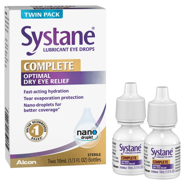 Systane Complete Eye Drop Lubricant Dry Eye Symptom Relief, 10 ml Twin