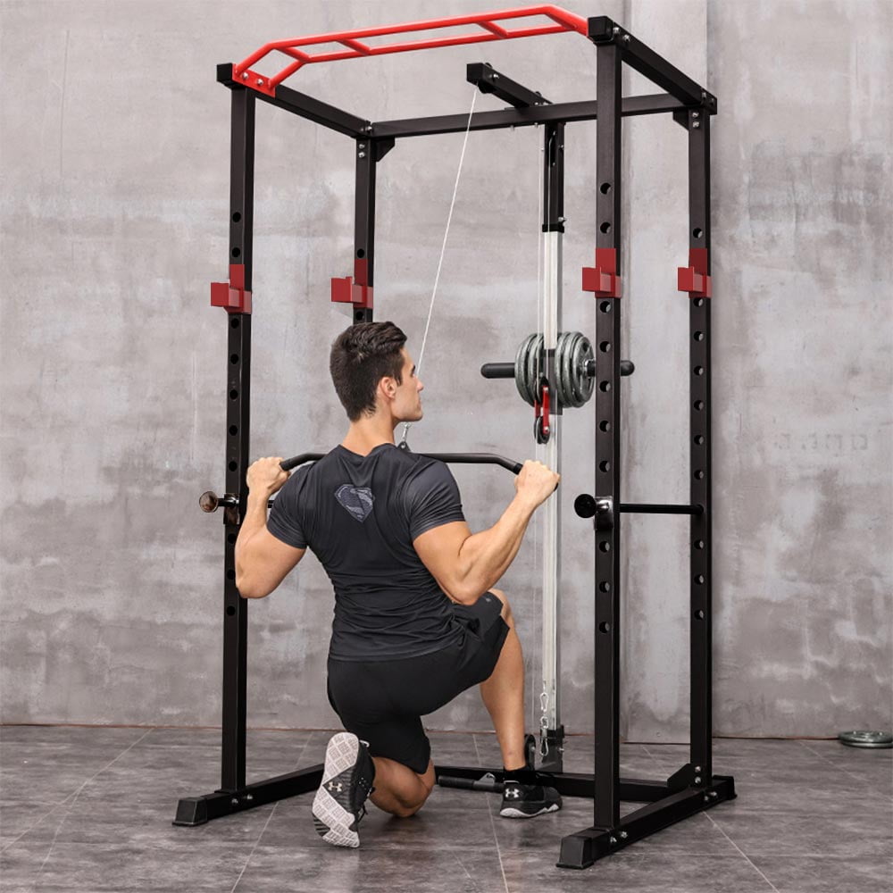 imerelez Multi-functional Power Cage,Home Adjustable Pullup Squat Rack 1000Lbs Capacity Comprehensive Fitness Barbell Rack