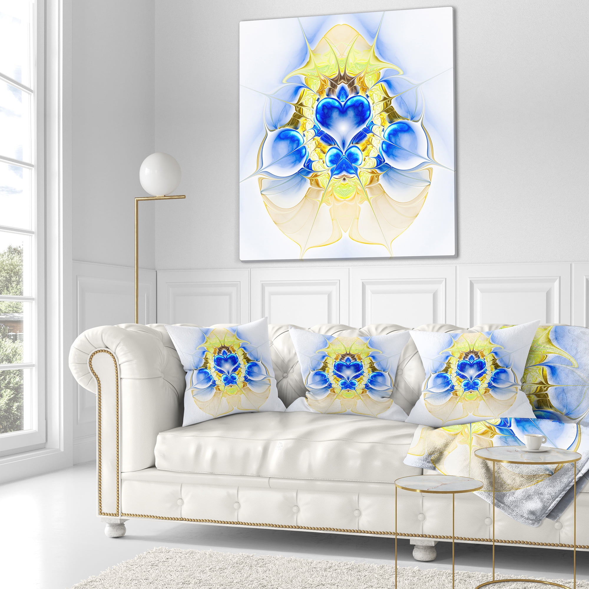 Designart 16" x 16" Blue Polyester Throw Pillow