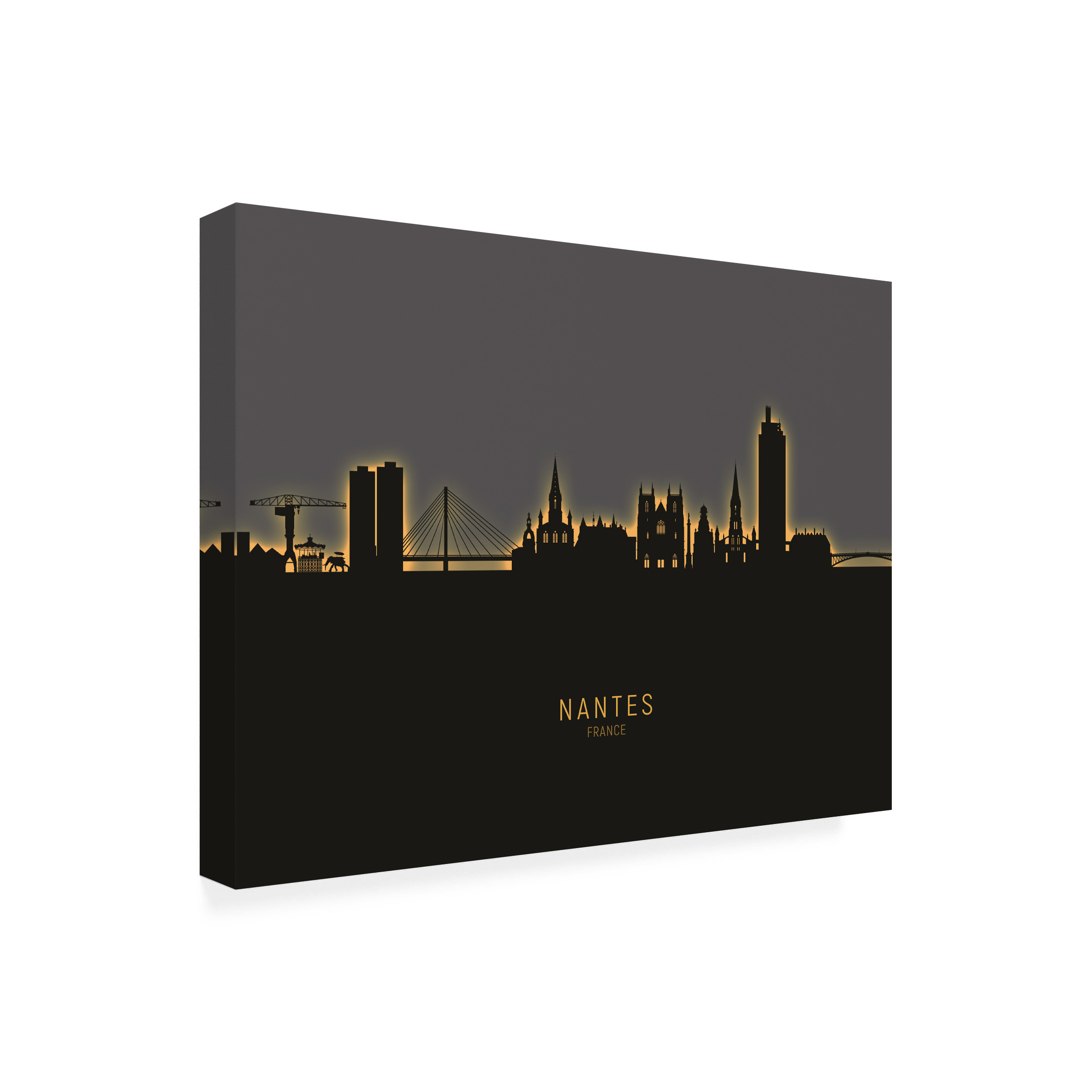 Michael Tompsett 'Nantes France Skyline Glow II' Canvas Art