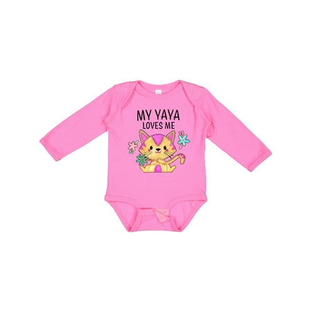 

Inktastic My Yaya Loves Me with Cute Kitten and Flowers Gift Baby Boy or Baby Girl Long Sleeve Bodysuit