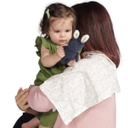 Manhattan Toy Embroidered Plush Bunny Baby Rattle + Soft Cotton Burp Cloth, 16 x 16 Inches