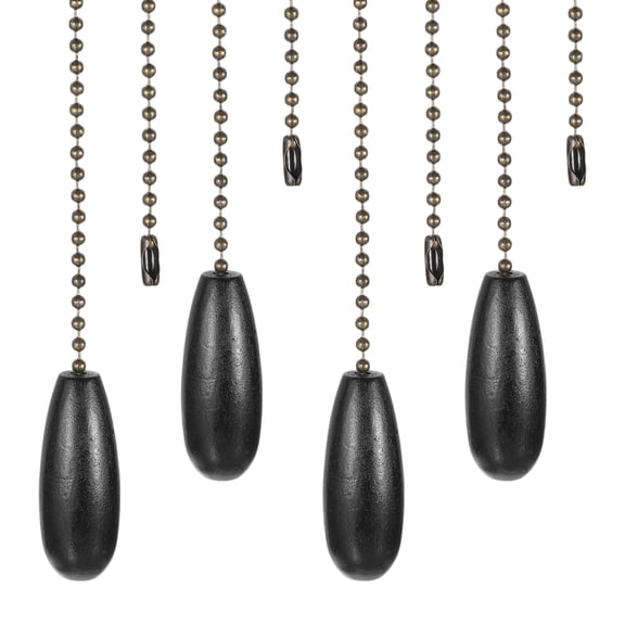 Wooden Ceiling Fan Pull Chain, 4Pcs 12" Decorative Pendant Extension Chains, Black