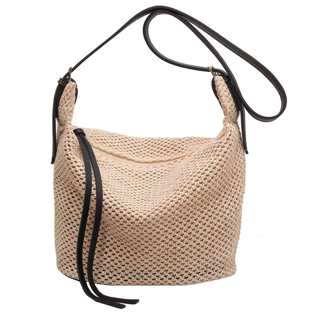 Bolso tejido para mujer, bolsos Hobo tejidos, cierre de cremallera de gran capacidad para viajes al aire libre