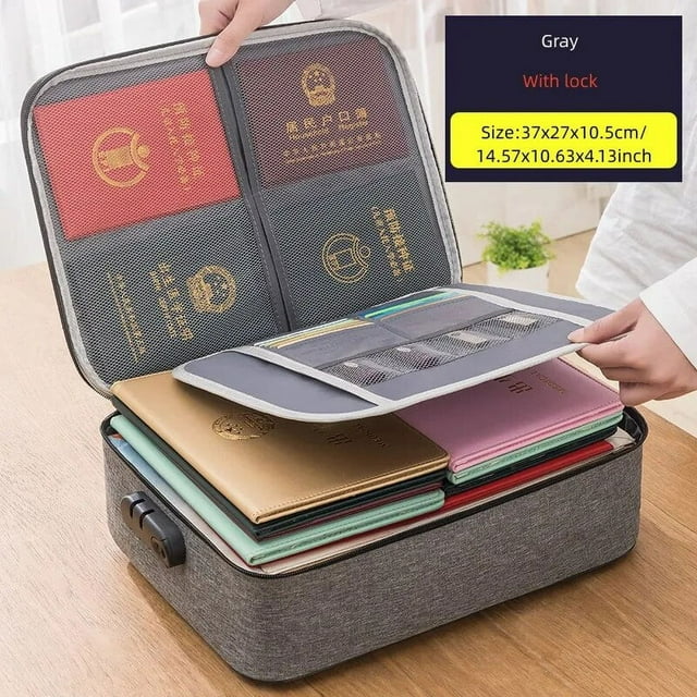 Document Organizer Briefcase A4 Folder Holder Men's Women's Bag Cover Purse Passport Home Safe Functional File Storage Case