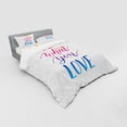 thumbnail image 3 of Saying Duvet Cover Set, Pattern of Do What You Love Gradient Typography Plain Background, Bedding Set with Shams and Fitted Sheet, 3 Sizes, by Ambesonne, 3 of 3