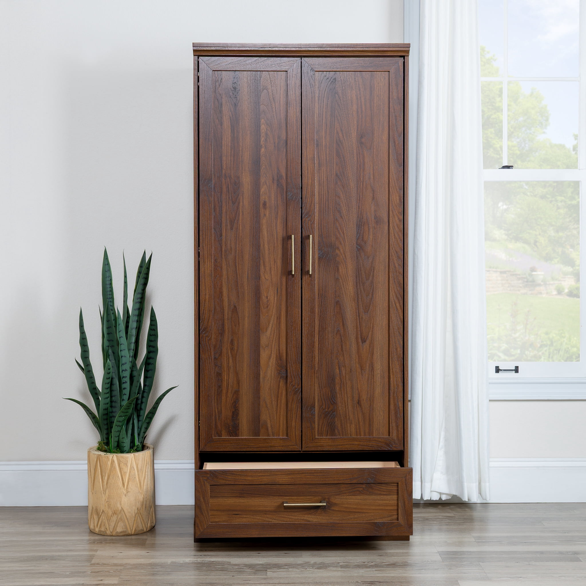 Mainstays Traditional Refined 71" Wardrobe, Canyon Walnut Finish