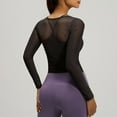 thumbnail image 5 of Tops for Women Long Sleeved Slim Mesh Fixed Cup Sports Fitness Yoga Suit Top,Womens Tops Plus Size Black XXL, 5 of 6