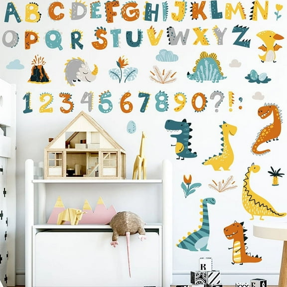Dinosaur Alphabet Cartoon Wall Sticker Home Living Room Decor Vinyl Wall DecFDWA