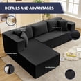 thumbnail image 3 of MUZZ 106" Corduroy Sectional Sofa with L-Shaped Chaise Longue, No Assembly Required,Modern Comfortable Modular Living Room Cloud Sofa, Black, 3 of 9