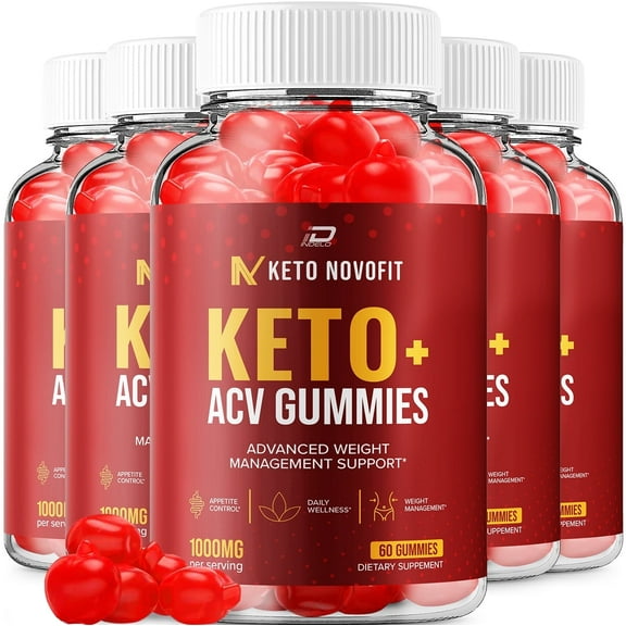 (5 Packs) Keto Novofit Gummies - Keto Novofit Apple Cider Vinegar Gummy Supplement for Energy - Keto Novofit Keto Gummies Dietary Supplement (300 Gummies)