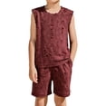 thumbnail image 2 of LJEFF Boy 2PC Distressed Tank Top Short Set, Breathable Loose Lightweight Pocket Ripped 2PC Short Set Red Size 8, 2 of 8
