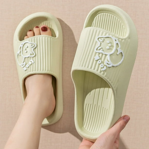 Zapatillas de baño con plataforma gruesa para mujer y hombre, chanclas antideslizantes con diseño de oso y gato de dibujos animados, sandalias de playa para interiores y exteriores, verano, 2023