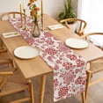 thumbnail image 3 of Red Flower Table Runner - 70 Inch Long, Kitchen Dining Table Runner Dresser Scarves, Farmhouse Pastoral Vintage Ethnic Floral Farmhouse Decor for Coffee Tables Wedding Party Banquet, 3 of 8