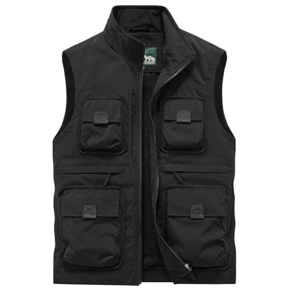 Bcfgryg Men's Multi Pocket Cargo Leisure Simple Solid Color Vest Men's Work Vest