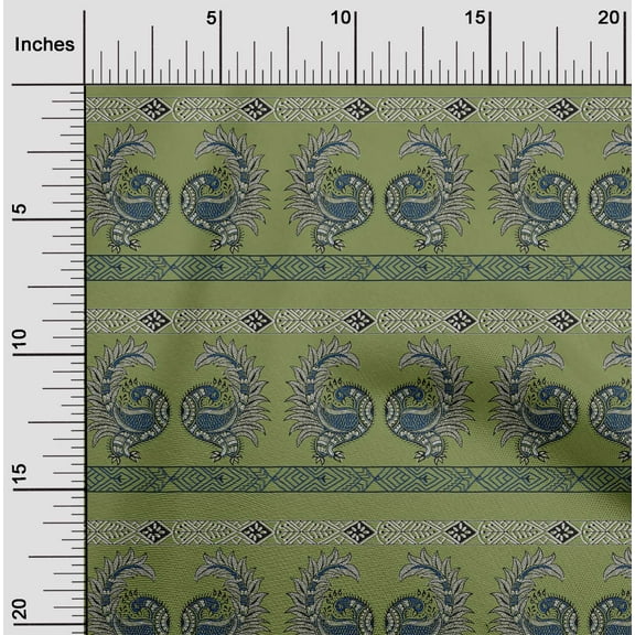 oneOone Organic Cotton Poplin Twill Fabric Peacock Block Fabric Prints By Yard 42 Inch Wide