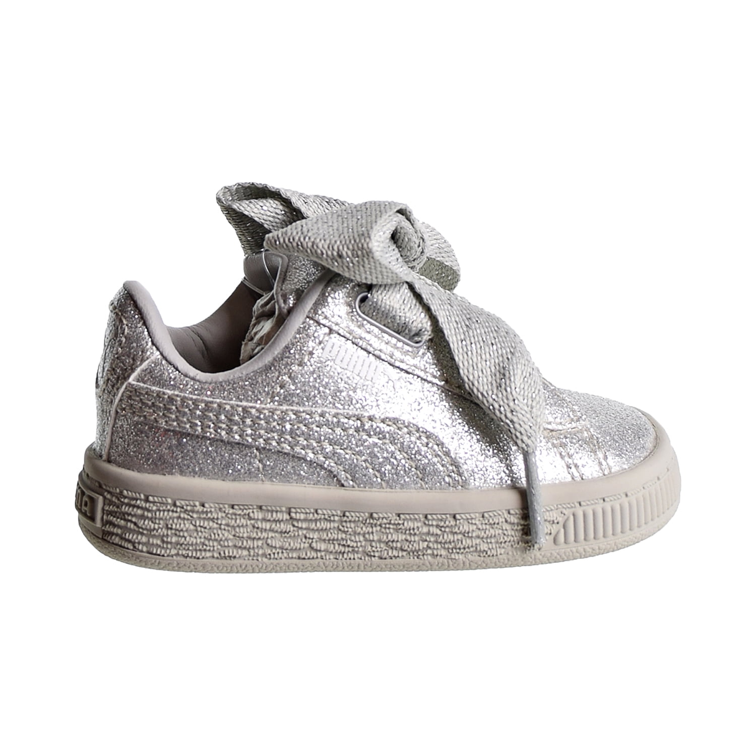 Puma Basket Heart Holiday Glamour Toddler's Shoes Silver/Gray/Violet 367632-03
