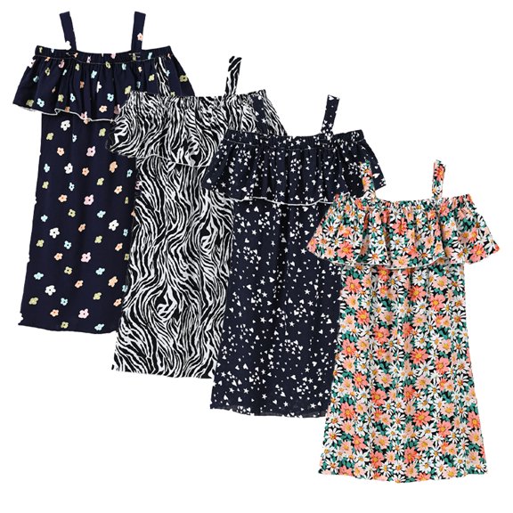 FLMEI Toddler Kids Girls Summer Strapless Dress Baby Halter Sleeveless Dresses Casual Floral Camisole Sundress 2-10Y