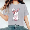 thumbnail image 2 of Camisetas de Cuello de Tripulación de Manga Corta para las Mujeres Cartas de Impresión de Pascua Camiseta de Manga Corta, Spandex de Poliéster, 2 of 5