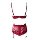 thumbnail image 4 of Gibobby Conjunto ropa interior mujer Conjunto de lencería sexy de encaje suave para mujer, ropa interior transparente con aros de encaje floral(Rojo, XG), 4 of 5