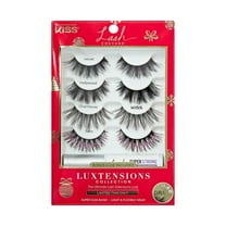 KISS Lash Couture Luxtension, False Eyelashes, Glitter Pink, 14mm-16mm-18mm, 4 Pairs