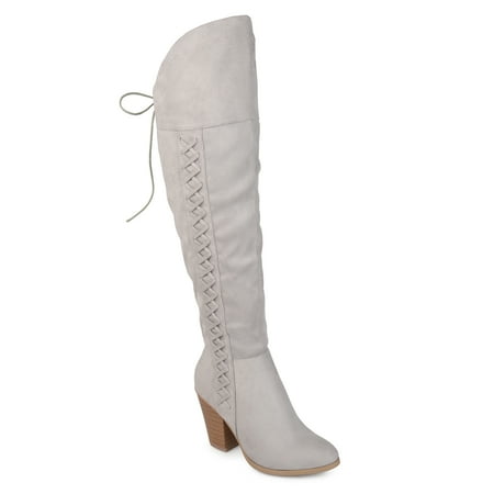 wide calf leather over the knee boots