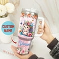 thumbnail image 4 of Personalized Hedgehog Tumbler 40oz with Handle and Straw Stainless Steel Custom Name Travel Mug Insulated Keep Cold Hot Drinks Gifts for Hedgehogs Lovers Women Girls Christmas Birthday, 4 of 6