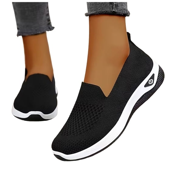 Rokment Womens Orthopedic Walking Nursing Tennis Shoes Comfortable Breathable Mesh Slip on Socks Driving Loafers Spring Fall Casual Memory Foam Non Slip Work Sneakers Black Size 6.5
