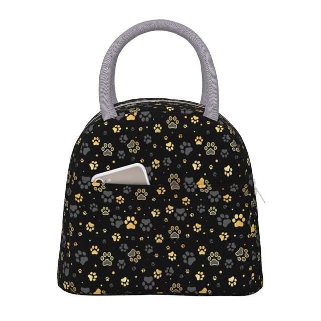 Balery Gold Dog Paw Bolsa de Almuerzo para Mujeres, Caja de Almuerzo, Bolsa de Almuerzo Pequeña Impermeable, Tote de Almuerzo Reutilizable con Gran Capacidad