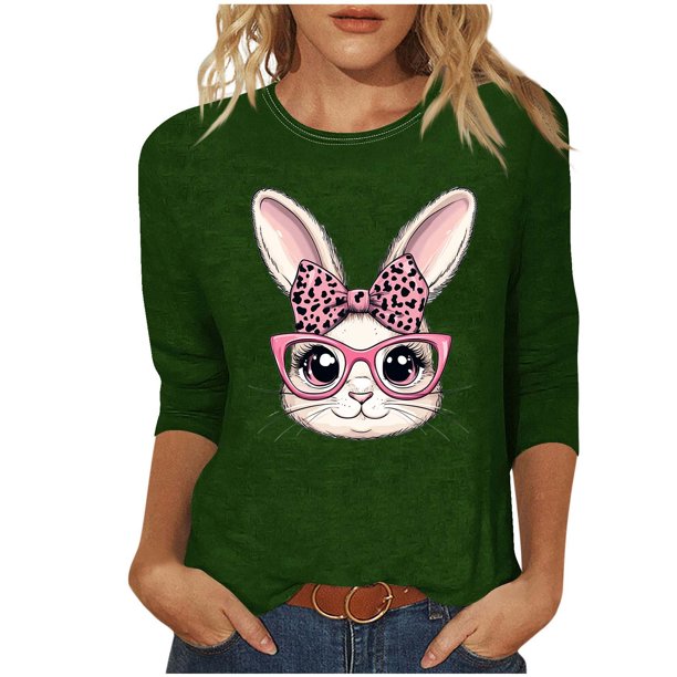 Camisetas Casuales de las Mujeres Impresas 3/4 Manga Cuello Redondo Blusa, Moda Ligera Superior para el Hogar Y el Uso Diario, Cómoda Imitación de la Tela Del Estante