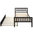 thumbnail image 5 of Twin Bed with Trundle, Wooden Platform Bed Frame with Headboard and Footboard for Bedroom Small Living Space, Wood Slat Support, No Box Spring Needed, Espresso, 5 of 8