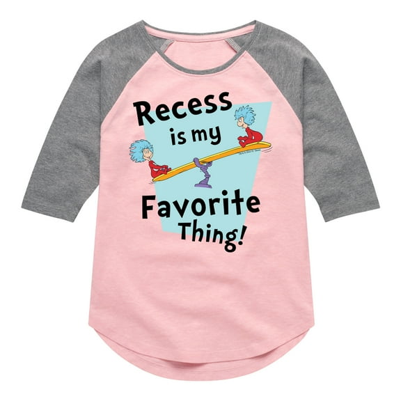 Dr. Seuss - Recess Is My Favorite Thing - Toddler And Youth Girls Raglan Graphic T-Shirt