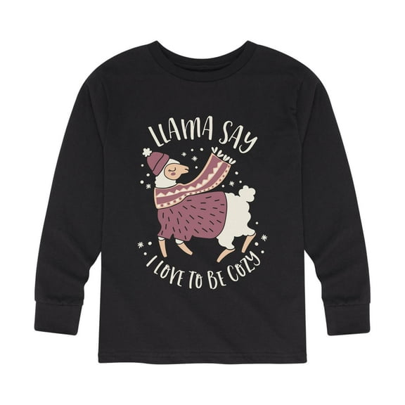 Instant Message - Llama Say I Love To Be Cozy - Youth Long Sleeve Tee