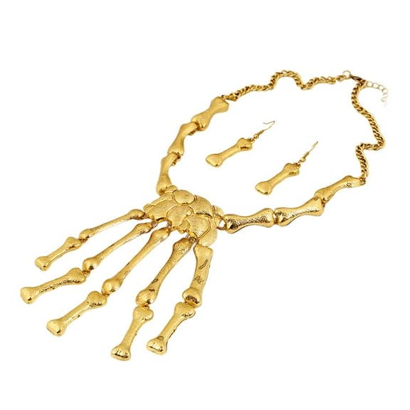 Milageto Halloween Skeleton Hand Necklace Decor for Stage Show Masquerade Celebration