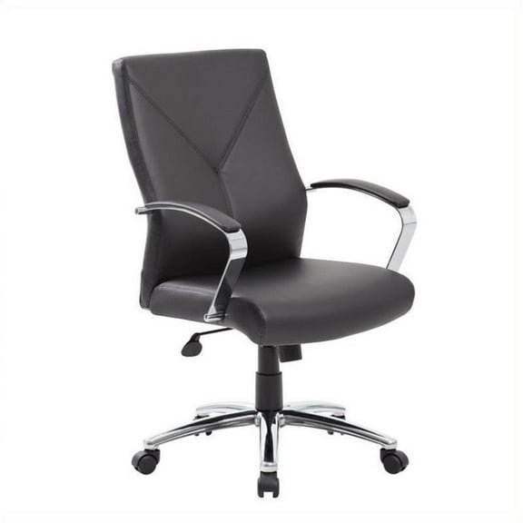 Kingfisher Lane Leather Upholstered Executive Office Chair in Black