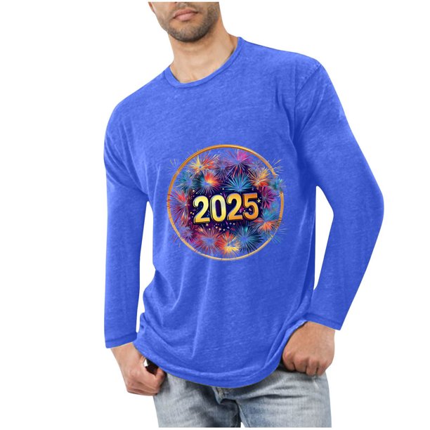 Blusas y camisas de manga larga con cuello redondo para hombre, deportivas, fitness, hogar, pijamas navideños estampados, camiseta de manga larga con cuello redondo, blusa de poliéster para hombre