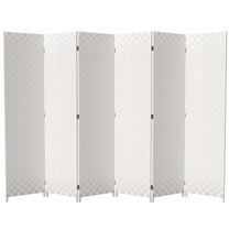 Red Lantern 6 ft. Tall Woven Fiber Outdoor All Weather Room Divider - 6 Panel - White