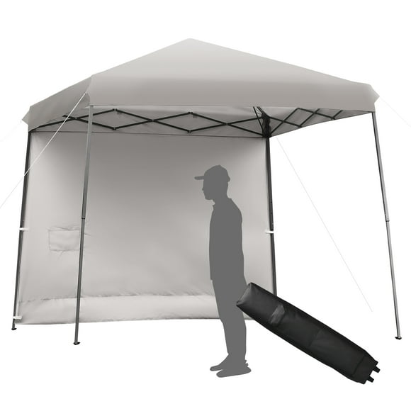Patiojoy 10x10 ft Pop up Canopy Tent One Person Set-up Instant Shelter with Central Lock W/ Roll-up Side Wall Grey