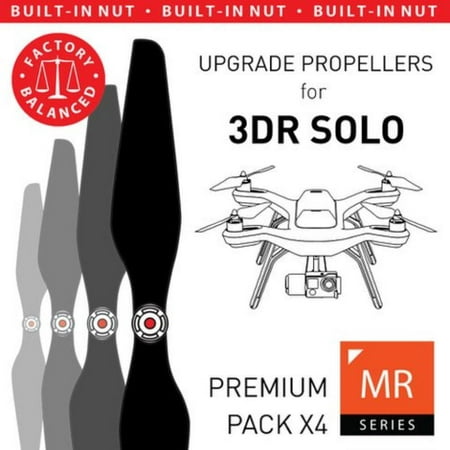 MAS Upgrade Propellers for 3DR Solo with Built-in Nut in Black - x4 in Set, Performance propellers for 3DR SOLO with Built-In Nut By Master