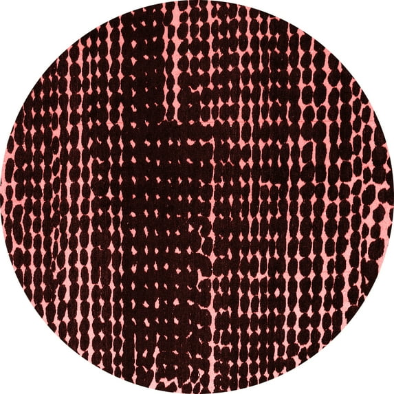 Ahgly Company Indoor Round Abstract Red Modern Area Rugs, 3' Round